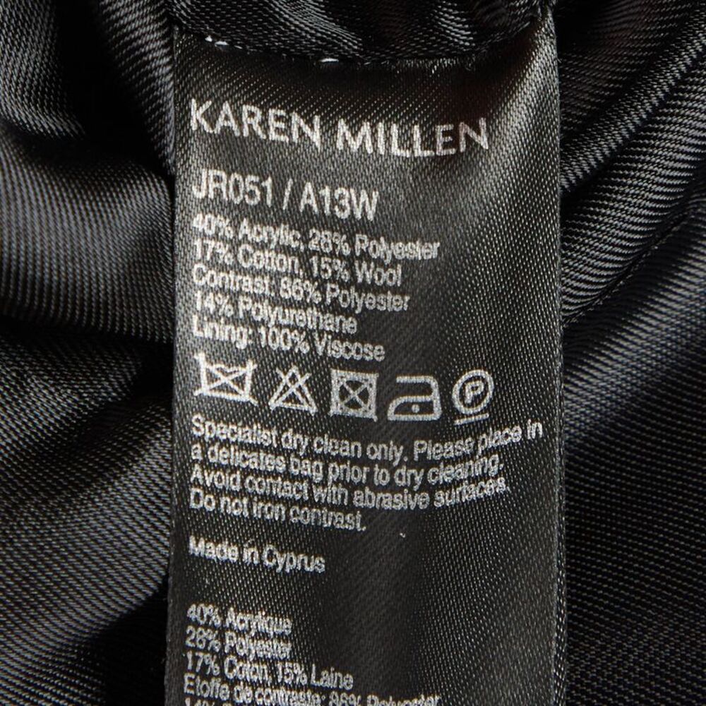 Karen Millen Black Tweed And Leather Biker Jacket M - Picture 5 of 5